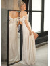Sexy Ivory Glitter Lace High Slit Wedding Dress